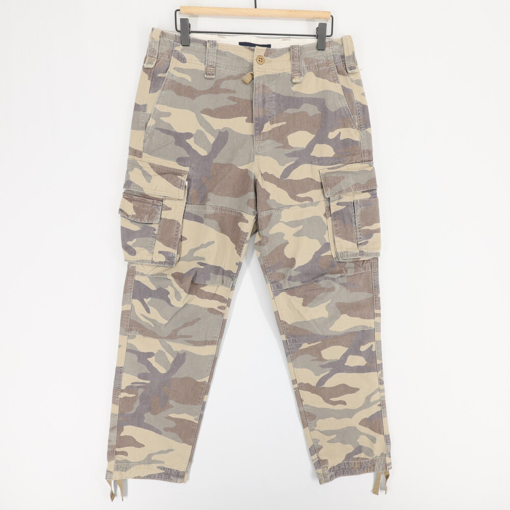 Abercrombie and Fitch Cargo Pants Mens 32x32 Green Camo Drawstring Cuffs